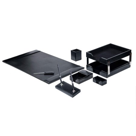 Dacasso Black Bonded Leather 9-Piece Desk Set DF-1409